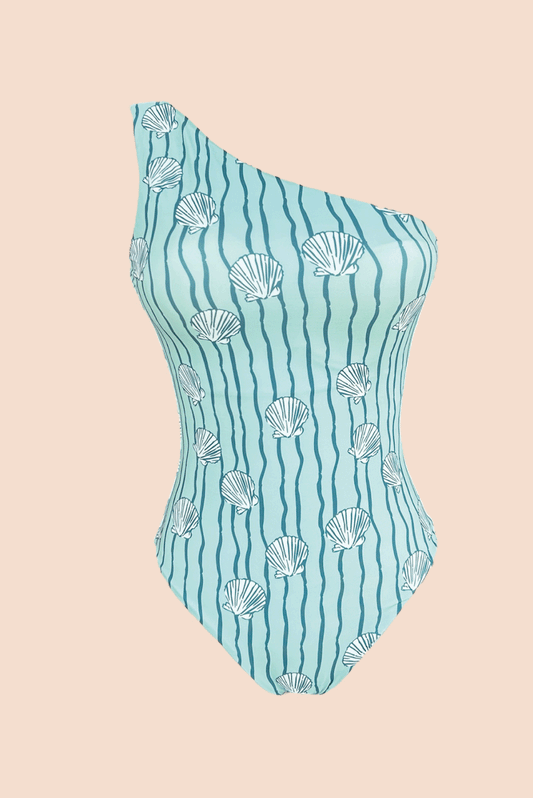 Coral One Piece Escote Asimétrico