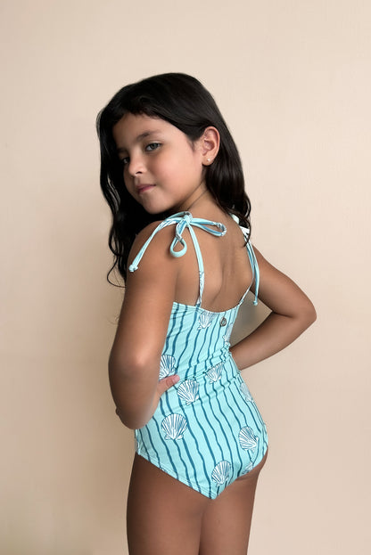 Coral One Piece con Tirantes Girl